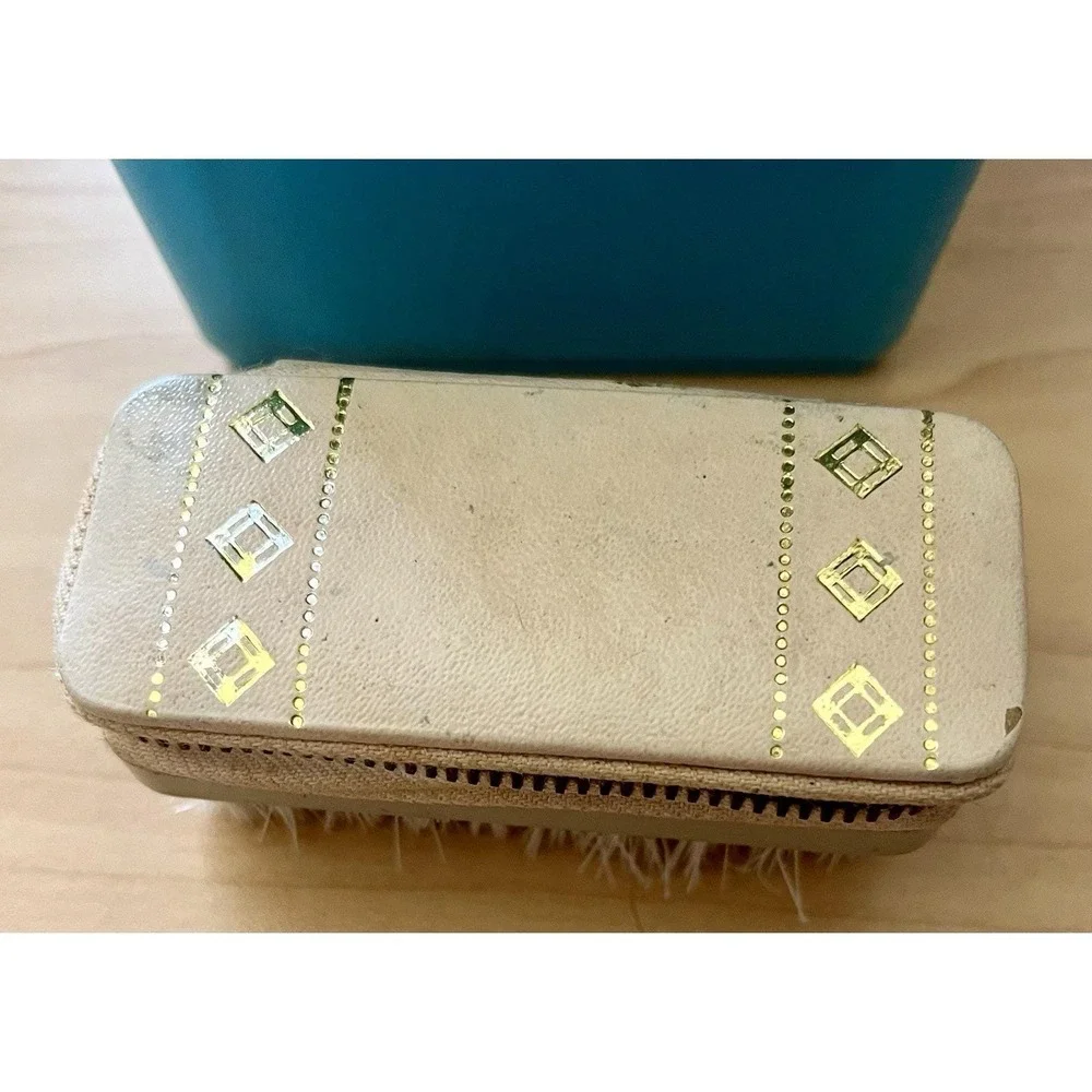 Vintage Made in Austria Leather Travel Sewing Grooming Kit Clothes Brush Cream